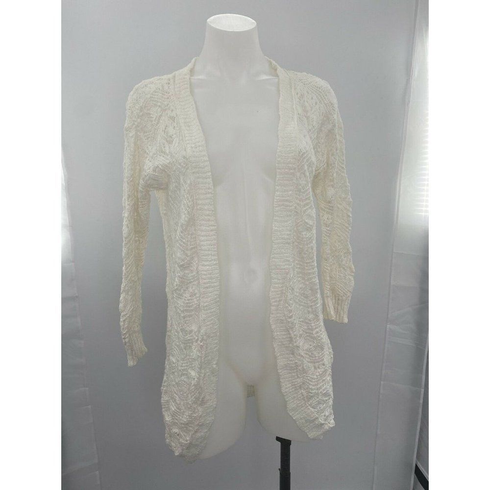 Aeropostale Junior Beige Lightweight Open Cover Up Medium Long Sleeve